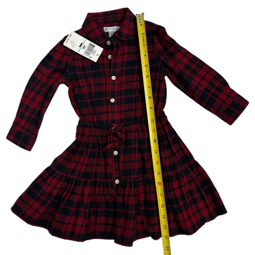RALPH LAUREN Baby Girls Plaid Cotton Twill Shirtdress SIZE‎ 18months